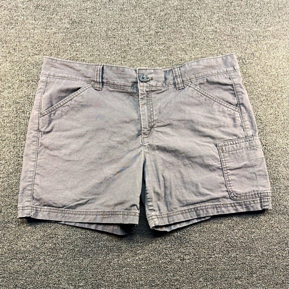 Eddie Bauer Specially Dyed Womens Gray Cargo Shorts Size 12 Mid Rise 4" Inseam